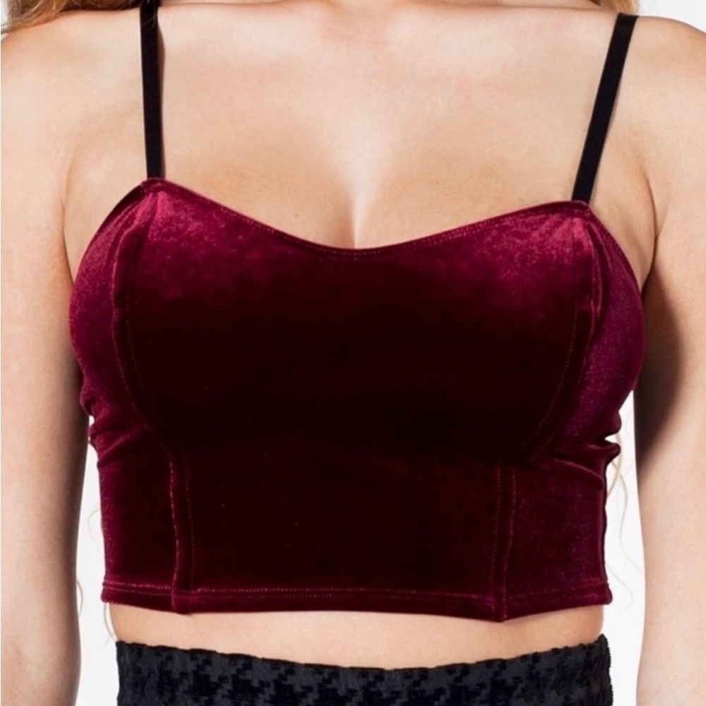 American Apparel Black Velvet Crop Top